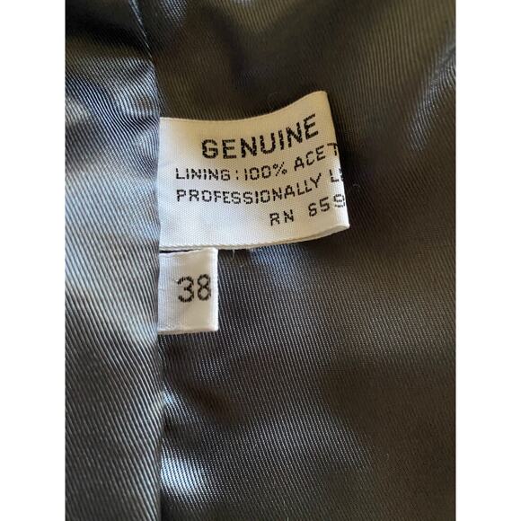 VNTG Summit Smooth Leather Blazer Jacket M Grey Long Line Lapel Collar 1980s - Picture 14 of 15